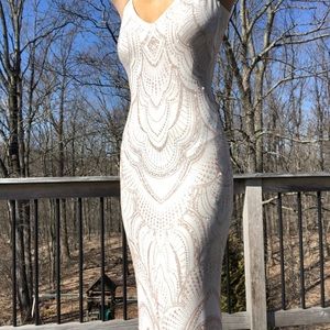 White & Rose Gold Prom Dress
